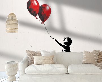 Meisje met 2 ballonnen artistiek van TheXclusive Art