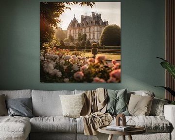 French castle chateau and flowers by TheXclusive Art