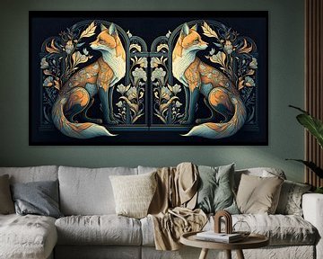 Art nouveau foxes by Richard Rijsdijk