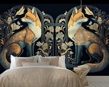 Art nouveau foxes by Richards Fine Art