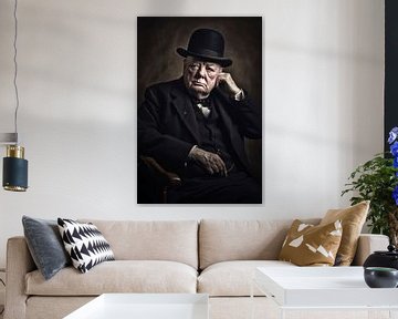 Winston Churchill De Bedachtzame Staatsman van De Muurdecoratie