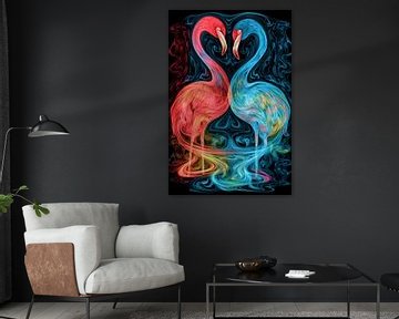 Flamingo Heart Commitment by De Muurdecoratie