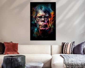 Stephen King Colour Explosion Portrait by De Muurdecoratie