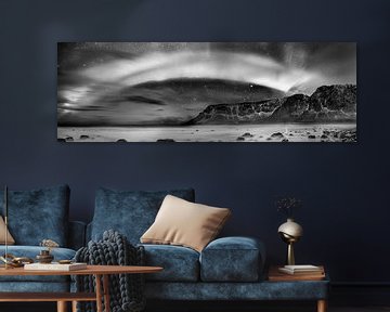 Aurore polaire Aurora Borealis en noir et blanc sur Manfred Voss, Schwarz-weiss Fotografie