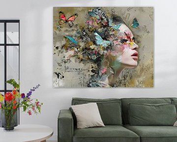 Modernes Porträt | Schmetterlingsschönheit von Kunst Laune