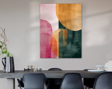 Abstracte vormen in groen, roze en goud van Studio Allee