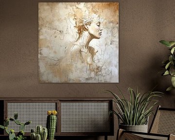 Modern Portret | Vrouw in Goud van ARTEO Schilderijen