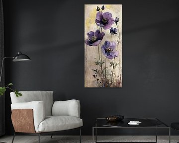 Peinture de fleurs pourpre sur Blikvanger Schilderijen