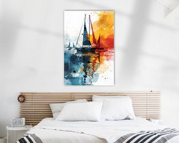 Illustratie van abstracte zeilboot van ARTemberaubend