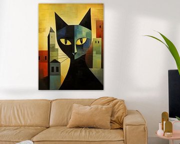 Katzenkunst im Stil von Lyonel Feininger von Vincent the Cat