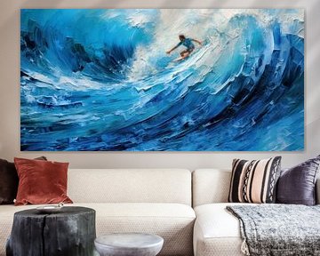 Surfer in een enorme golf van ARTemberaubend
