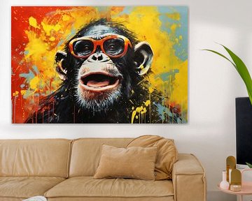 Vrolijke aap met bril van ARTemberaubend