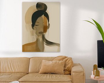 Modern and abstract portrait in earth tones by Carla Van Iersel