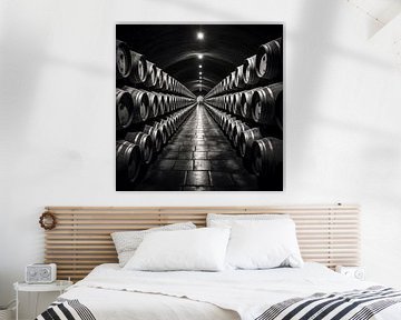 Whiskey barrels black and white by The Xclusive Art