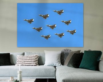 Formatie van 9 Royal Air Force Eurofighter Typhoons. van Jaap van den Berg