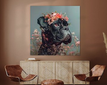 Boxer with wildflowers by Marlon Paul Bruin