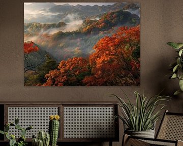 Mystiek van de bergen in herfstlicht