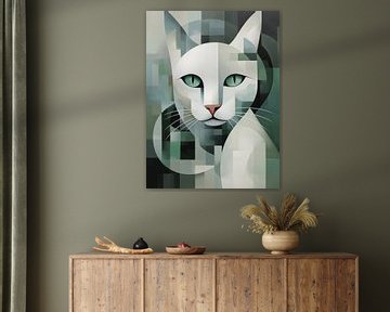 Kattenportret in de stijl van het kubisme van Vincent the Cat