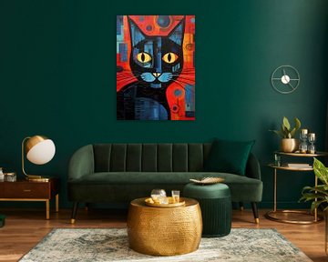 Kattenkunst in de stijl van Picasso (Nr.2) van Vincent the Cat