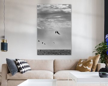 Kitesurfer in de lucht