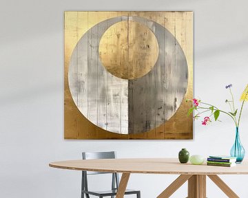 Minimaal Abstract Kunstwerk: Goud op Hout