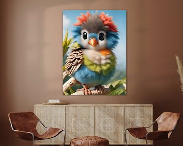 Geïnspireerd door meneer de uil. Een kleurrijke fantasie vogel van Jolique Arte