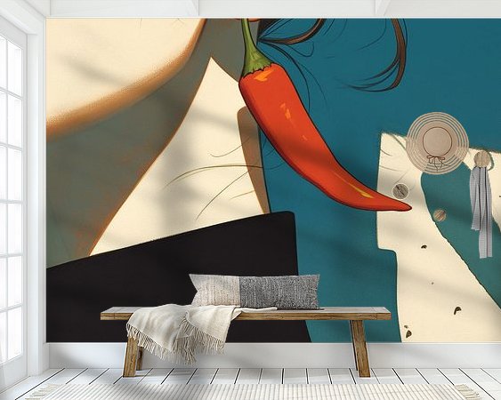 Voorbeeld van het werk in een kamer