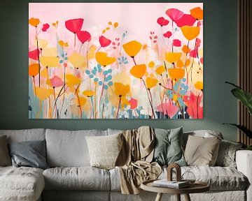 Poppies, minimalist and abstract by Caroline Guerain