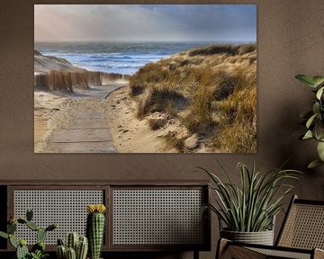 Dutch dune landscape with storm by eric van der eijk