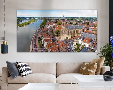 Lucht panorama van de historische stad Deventer in Nederland van Eye on You