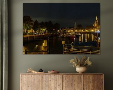 Jachthaven bij nacht in Dordrecht van Roel Jonker