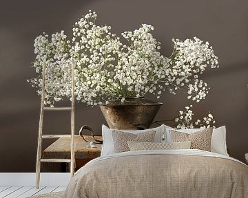 Still life with flowers. Plasterwort. Cut flowers. by Alie Ekkelenkamp