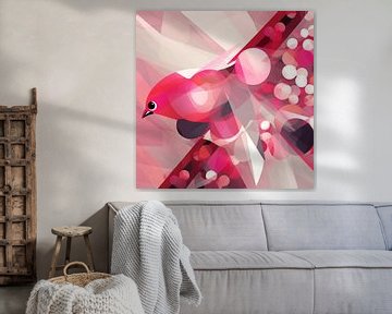 Joli abstrait en oiseau rose sur Karina Brouwer