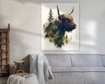 Scottish Highlander in the forest Portrait by But First Framing