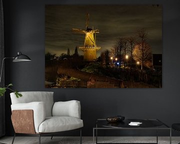 Illuminated Corn Mill Woudrichem by Roel Jonker