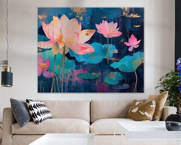 Neon Lotus Malerei | Neon Lotus Echos von Kunst Laune