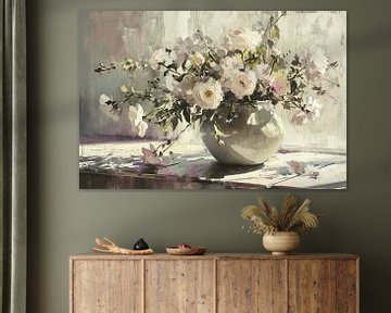 Modern flower painting | Silent Elegance by Blikvanger Schilderijen