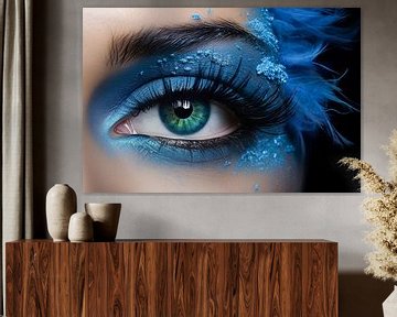 Coloration des cils au mascara, pinceau à mascara, maquillage pour les yeux bleus, fond de mode sur Animaflora PicsStock