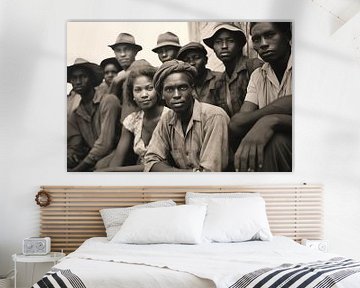 Ein Vintage-Schwarz-Weiß-Foto von Bürgern der Karibik von Animaflora PicsStock