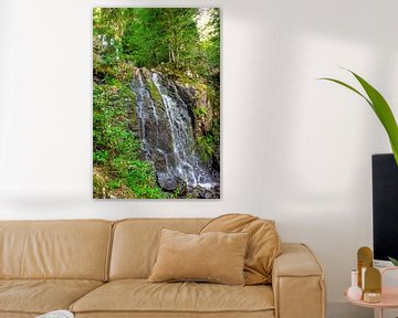 Waterfall in the Vosges Cascade de Battion in a forest landscape