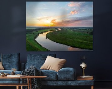 Vecht river sunrise seen from above during autumn in Overijssel, by Sjoerd van der Wal Photography