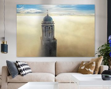 Peperbus church tower in Zwolle above the mist by Sjoerd van der Wal Photography