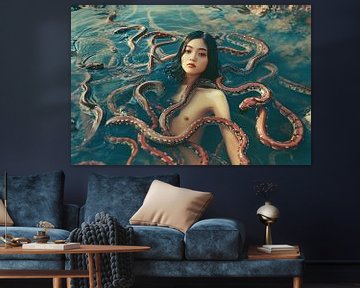 Asian beauty in the snake pond | AI Photography by Frank Daske | Foto & Design