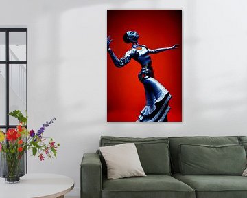 Roboter-Cyborg tanzt leidenschaftlich Flamenco