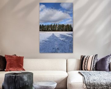 An area in winter under blue skies by Claude Laprise