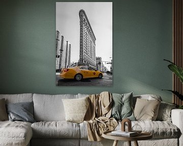 Flat Iron Building New York Yellow Taxi by Carina Buchspies