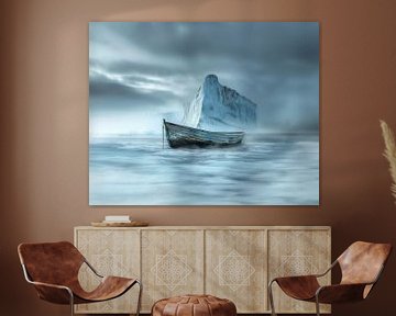 IJsbergen omringen boot van fernlichtsicht