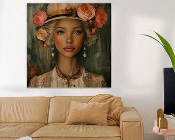 Modern portrait "Flower girl" by Carla Van Iersel