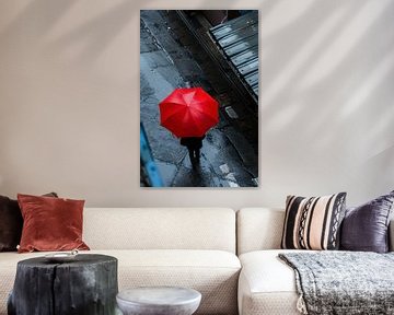 Met een paraplu in de stad van fernlichtsicht