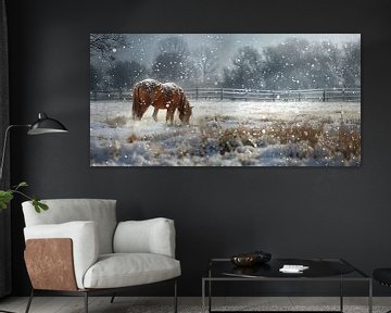 Winterlandschap met paard van fernlichtsicht